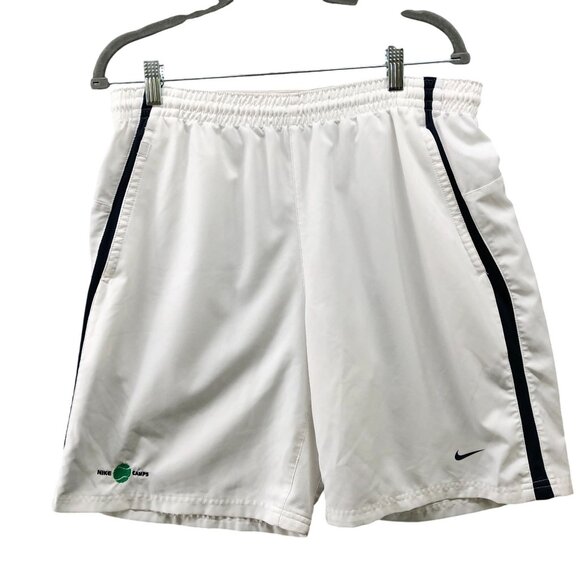 Nike Soccer Shorts Mens M White Black Fit Dry 8'' Inseam Active - Picture 1 of 10